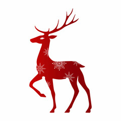 Santa's festive deer, moose. Decorated with snowflakes. Festive decor
