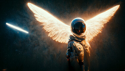 Obraz na płótnie Canvas Angel astronaut Generative