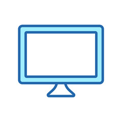 Computer Monitor Color Line Icon. PC Wide Screen Desktop Linear Pictogram. TV with Digital LCD Technology Outline Symbol. Monitor Screen Sign. Editable Stroke. Isolated Vector Illustration
