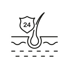 Hair Bulb Protect Line Icon. Hair Follicle and Shield Treatment Concept Linear Pictogram. Prevention, Safety, Hygiene Hair Outline Icon. Editable Stroke. Isolated Vector Illustration