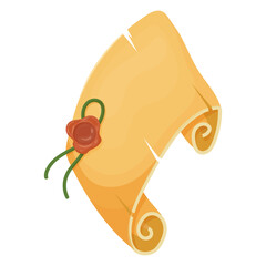 Ancient paper, parchment scrolls, ancient manuscripts. A composed ancient document, letter, message, page, parchment, or religious prayer. Historical torn paper vector illustration