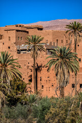 Fototapeta na wymiar Ancient Kasbah near the city of Tinghir - a beautiful oasis on the Todra River in the Atlas Mountains, Morocco.