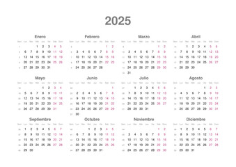Kalender 2025, spanisch, Querformat