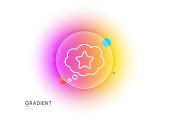 Loyalty star line icon. Gradient blur button with glassmorphism. Bonus points. Discount program symbol. Transparent glass design. Loyalty star line icon. Vector