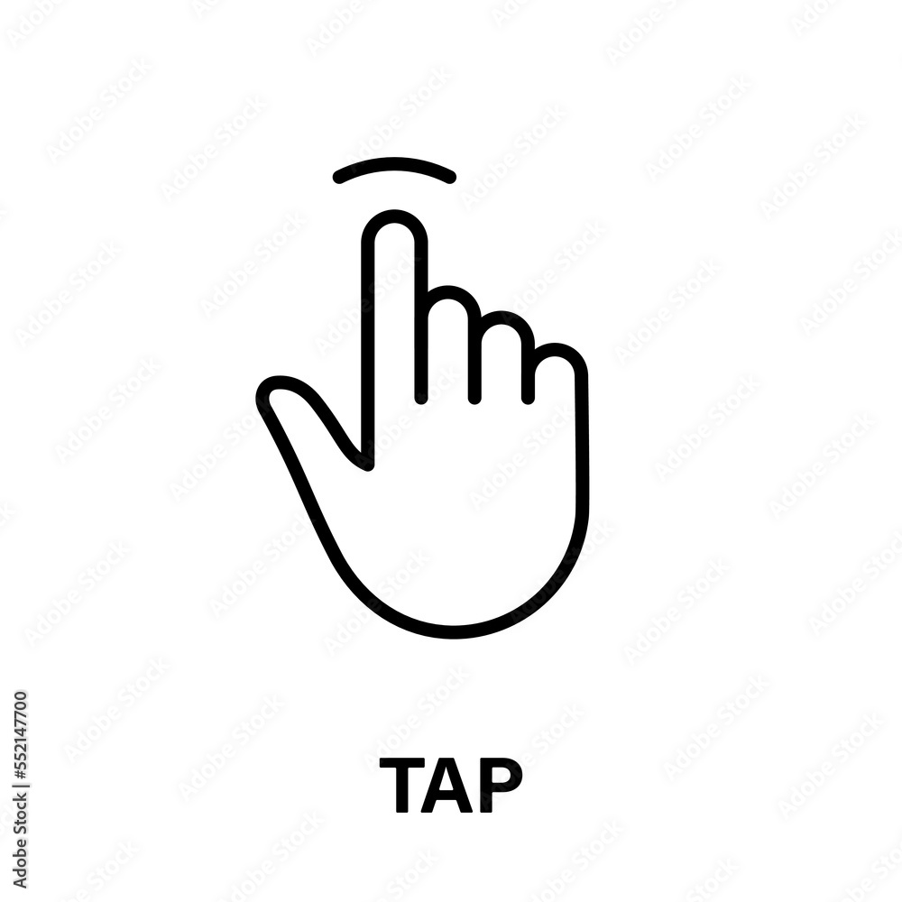 Poster tap gesture of computer mouse. pointer finger black line icon. cursor hand linear pictogram. touch c