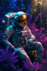 Astronaut in the jungle. Generative Ai