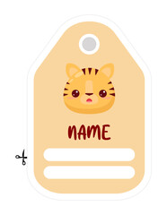Note of cute animal label  illustration. Memo, paper, kindergarten, name tag, kid icon. Vector drawing.