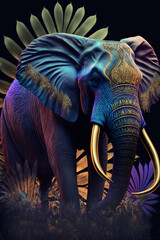 Fototapeta na wymiar Elephant in the Jungle. Generative Ai