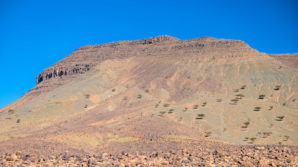 Beautiful desert mountain landscape of Anti-Atlas, Lesser Atlas or Little Atlas mountains, Morocco.