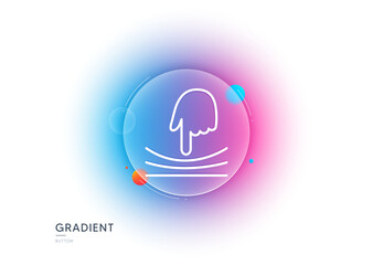 Elastic line icon. Gradient blur button with glassmorphism. Resilience material sign. Transparent glass design. Elastic line icon. Vector