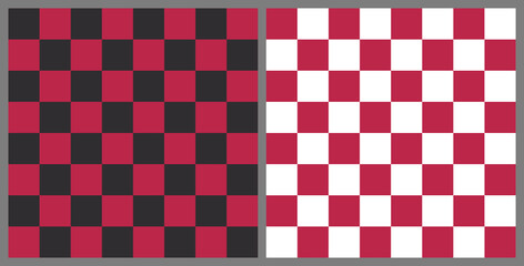 Seamless checkered pattern background. Trend color of the year 2023 Viva Magenta. Design texture elements for fabric, tile, banner, template, card, cover, poster, backdrop, wall. Vector illustration.