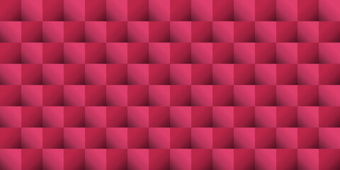 Seamless checkerboard pattern background. Trend color of the year 2023 Viva Magenta. Design texture elements for tile, banner, template, card, cover, poster, backdrop, wall. Vector illustration.