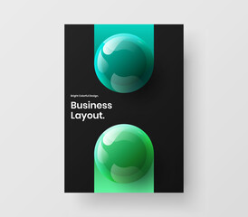 Multicolored company cover vector design template. Geometric 3D spheres handbill illustration.
