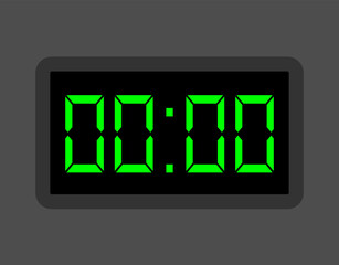 0 hours digital clock. Alarm clock design for schedule. Timer icon with digital numbers for appointments and business