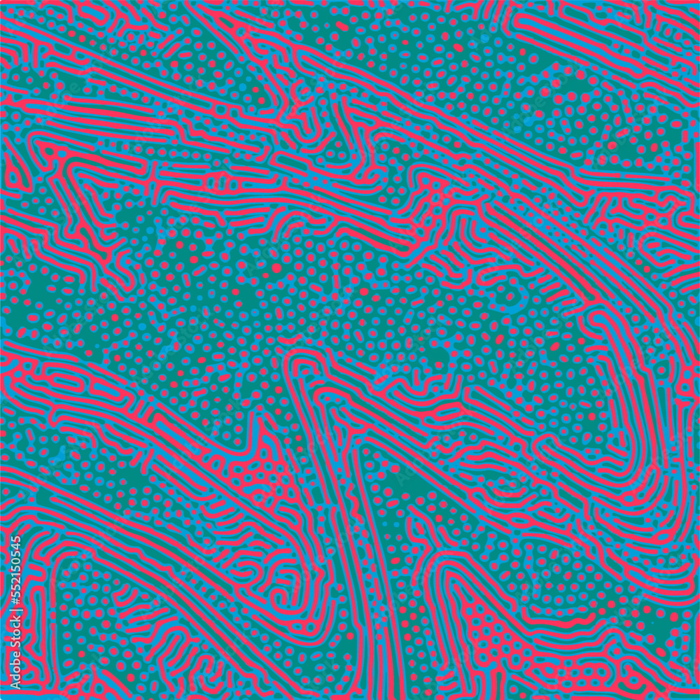 Poster Psychedelic surrealistic organic pattern with colorful lines. Reaction–diffusion background.