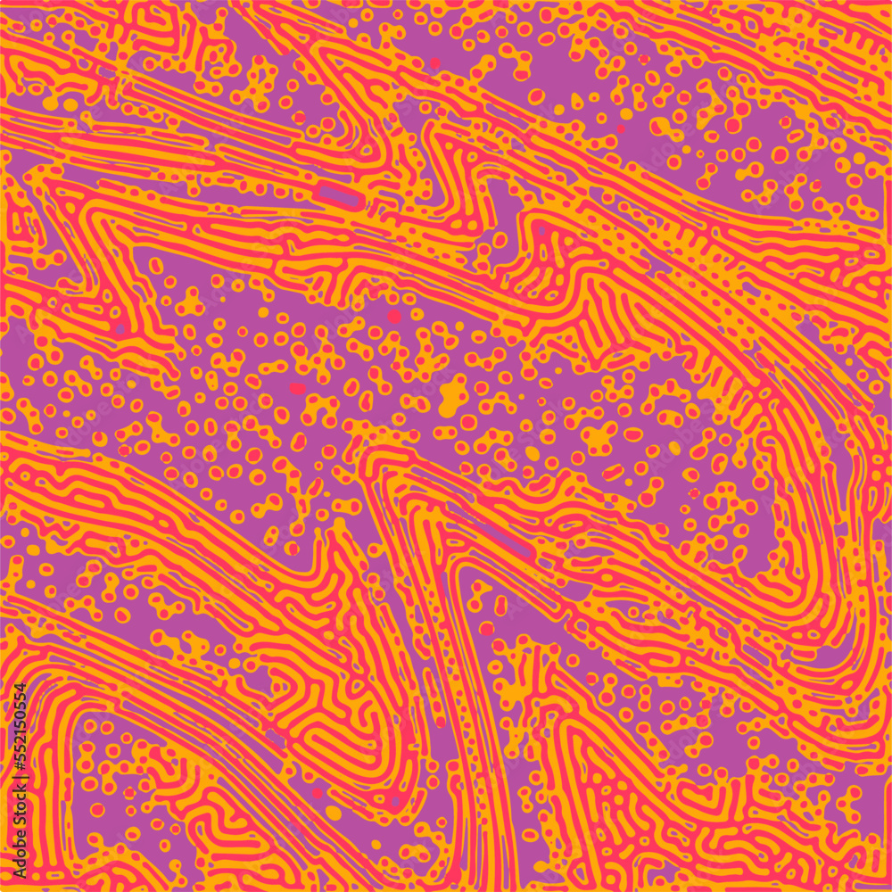 Poster psychedelic surrealistic organic pattern with colorful lines. reaction–diffusion background.
