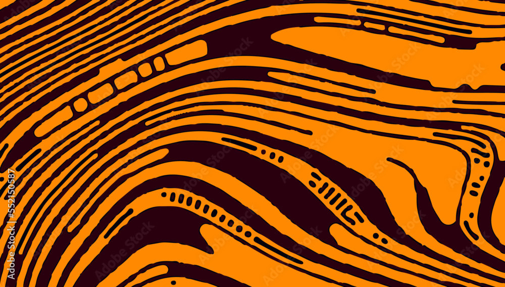 Poster Psychedelic vivid abstract background with a pattern of curved lines.