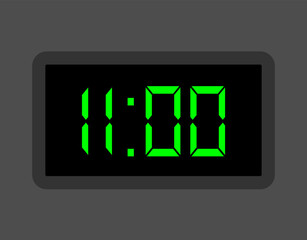 11 hours digital clock. Alarm clock design for schedule. Timer icon with digital numbers for appointments and business