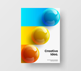 Colorful flyer A4 vector design illustration. Vivid realistic spheres postcard concept.
