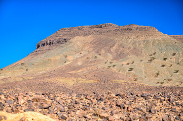 Beautiful desert mountain landscape of Anti-Atlas, Lesser Atlas or Little Atlas mountains, Morocco.