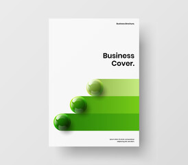 Simple realistic spheres pamphlet layout. Amazing presentation A4 design vector illustration.