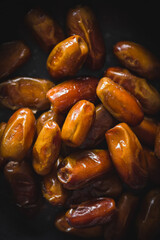 Dried dates fruit. Top view.