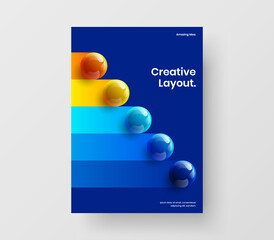 Unique 3D balls journal cover template. Amazing poster A4 vector design illustration.
