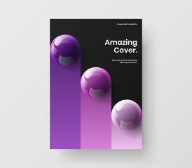 Abstract realistic balls handbill template. Clean catalog cover vector design illustration.