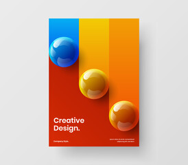 Vivid realistic balls catalog cover layout. Colorful brochure design vector concept.