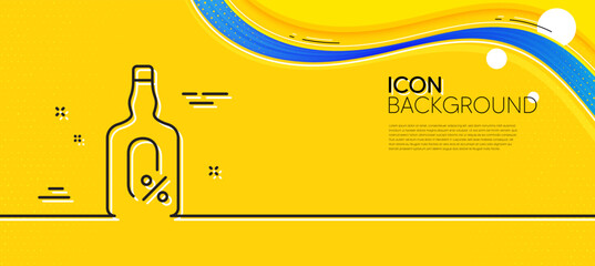 Alcohol free line icon. Abstract yellow background. Whiskey bottle sign. Bar drink symbol. Minimal alcohol free line icon. Wave banner concept. Vector