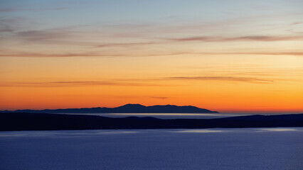 Fototapeta na wymiar Amazing sunset in Croatia, islands Brac and Vis. 