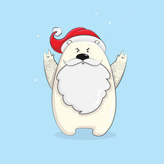 Christmas Polar bear, Merry Christmas illustrations of cute Polar bear with accessories like a knitted hats, sweaters, scarfs