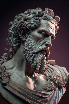 Marble bust of a man with beard depicting the apostle St. Paul, created with Generative AI technology