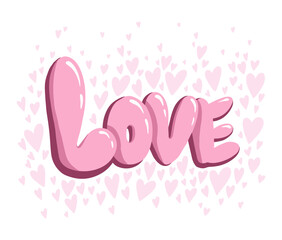 Valentines Day postcard with love lettering