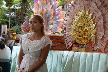Thai Woman At Temple