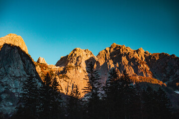 Sunrise from Triglav in the Alps Mountains, Slovenia.