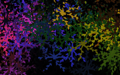 Naklejka na ściany i meble Dark Multicolor vector doodle backdrop with flowers, leaves.