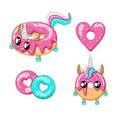 cute unicorn donuts with pink glaze 