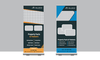 Fototapeta premium Real-estate-business-roll-up-banner-design-vector-file with logo