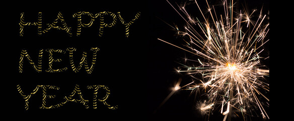 Golden elegant background with "Happy New Year" text, card design