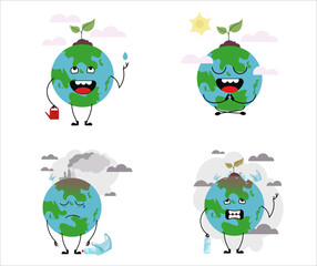 set of four images of earth, ecology.