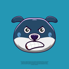 angry cute dog emoticon illustration. flat design cartoon