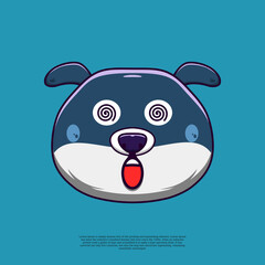 dizzy cute dog emoticon illustration. flat design cartoon