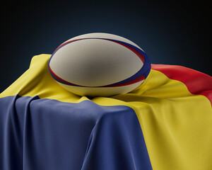 Rugby Ball And Romania Flag