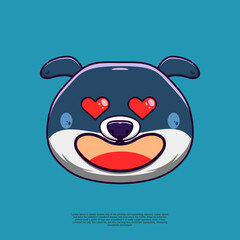 smile in love eye dog head emoticon emoji face design flat art illustration