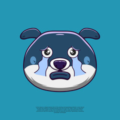 sad cute dog emoticon illustration. flat design cartoon