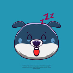 sleep cute dog emoticon illustration. flat design cartoon