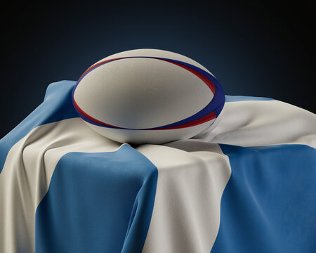 Rugby Ball And Scotland Flag