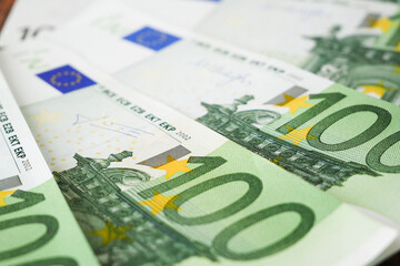 Obraz na płótnie Canvas euro money on wooden background. euro cash. euro money banknotes stack