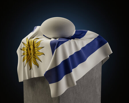 Rugby Ball And Uruguay Flag - Powered by Adobe